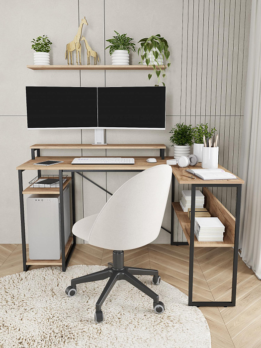 Стол компьютерный угловой лофт Ridberg TEXAS (Oak/Black) купить в интернет-магазине icover