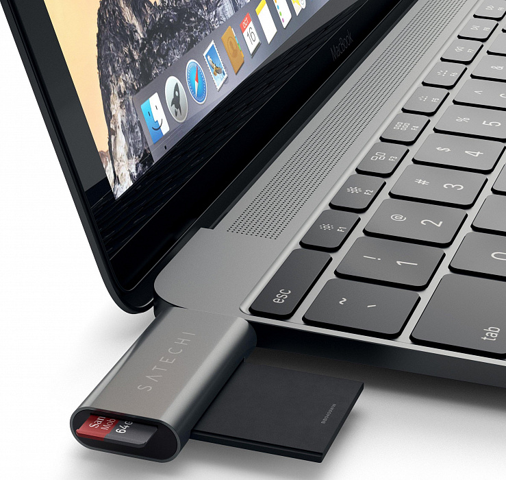 Кардридер Satechi Aluminum Card Reader ST-TCUCM (Space Grey) купить в интернет-магазине icover