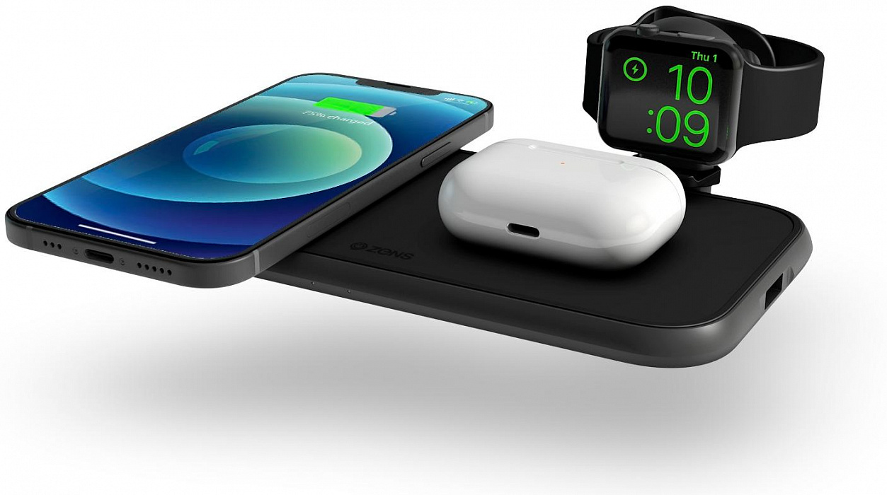 Беспроводное зарядное устройство Zens Aluminium 4-in-1 Wireless Charger (ZEDC13B/00) купить в интернет-магазине icover
