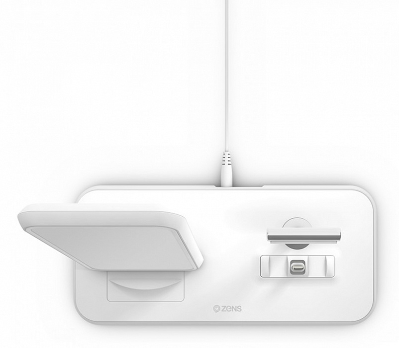 Беспроводное зарядное устройство Zens Dual Aluminium Wireless Charger ZEDC06 (White) купить в интернет-магазине icover