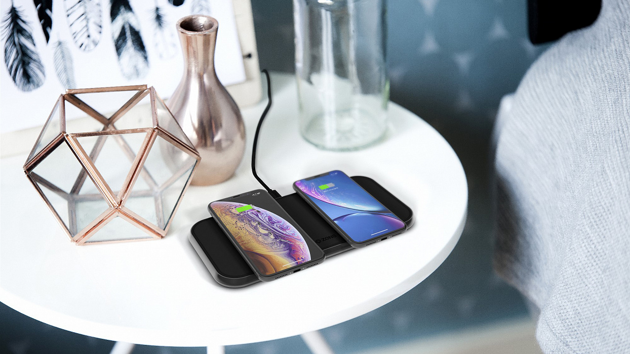 Беспроводное зарядное устройство Zens Dual Aluminium Wireless Charger ZEDC04B (Black) купить в интернет-магазине icover