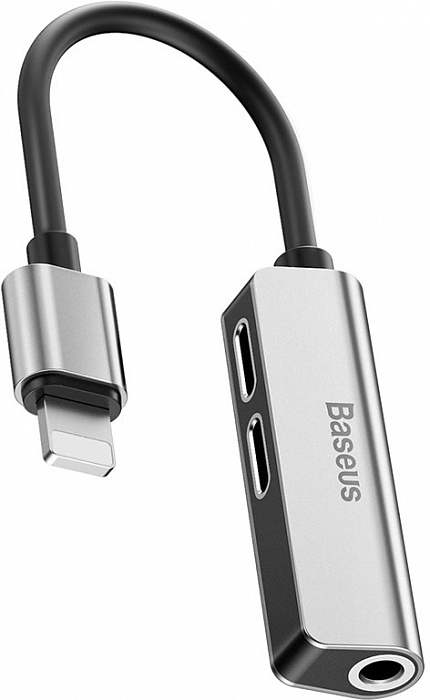 Переходник для iPod, iPhone, iPad Baseus 3-in-1 L52 Lightning-3.5mm/2xLightning CALL52-S1 (Silver) купить в интернет-магазине icover