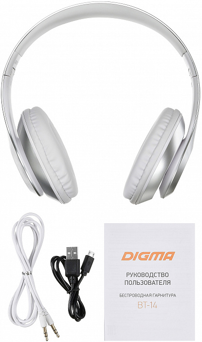 Bluetooth-наушники Digma BT-14 с микрофоном (Silver) купить в интернет-магазине icover