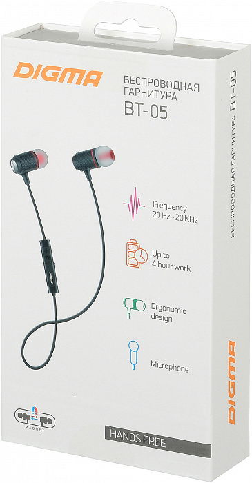 Bluetooth-наушники Digma BT-05 с микрофоном (Black) купить в интернет-магазине icover