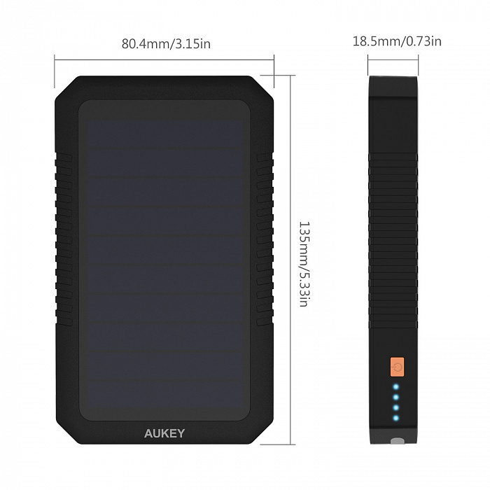 Внешний аккумулятор Aukey Dual USB Port Solar Battery 12000mAh (Black) купить в интернет-магазине icover