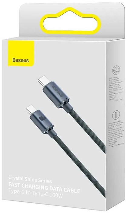 Кабель Baseus Crystal Shine (CAJY000601) USB-C/USB-C 100W 1.2m (Black) купить в интернет-магазине icover