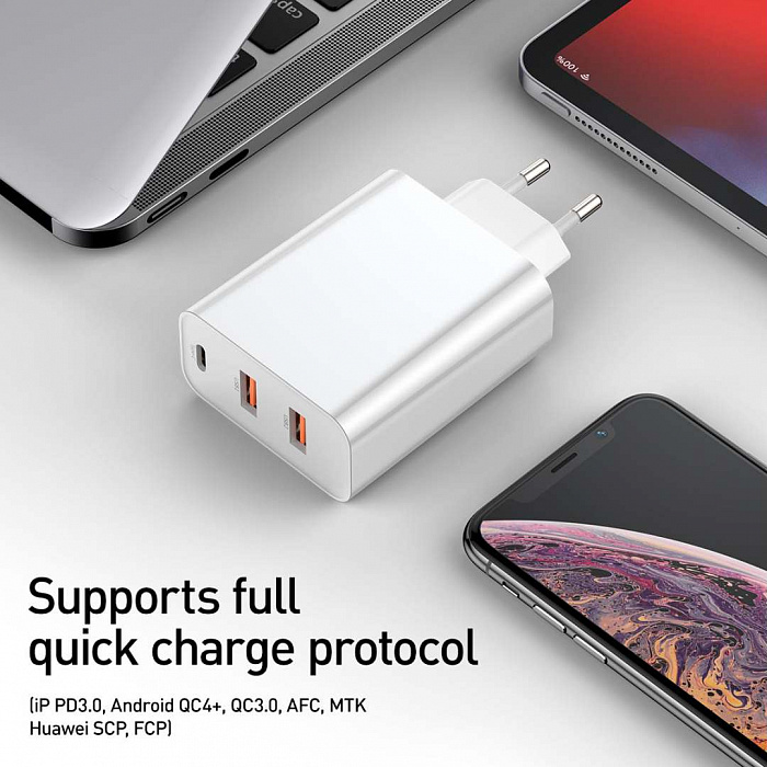 Сетевое зарядное устройство Baseus Speed PPS Quick Charger Type C CCFS-G02 (White) купить в интернет-магазине icover