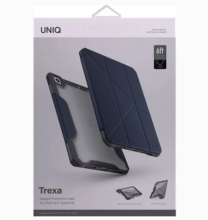 Чехол-книжка Uniq Trexa Anti-microbial для iPad 10.2" 2019/2020 (Blue) купить в интернет-магазине icover
