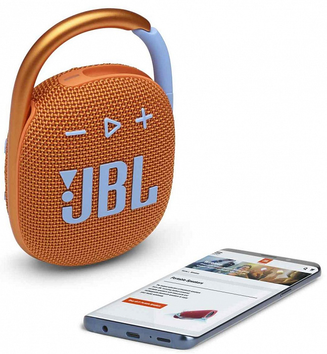 Портативная акустика JBL Clip 4 (Orange) купить в интернет-магазине icover