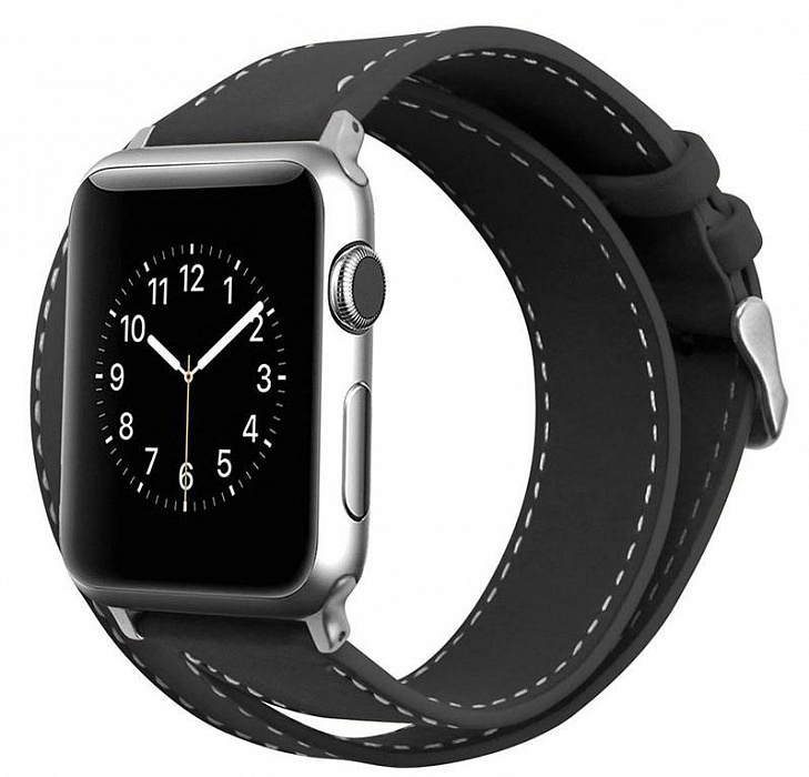 Ремешок Cozistyle Double Tour Leather (CDLB010) для Apple Watch/Series SE/6/2/3/4 42/44mm (Black) купить в интернет-магазине icover