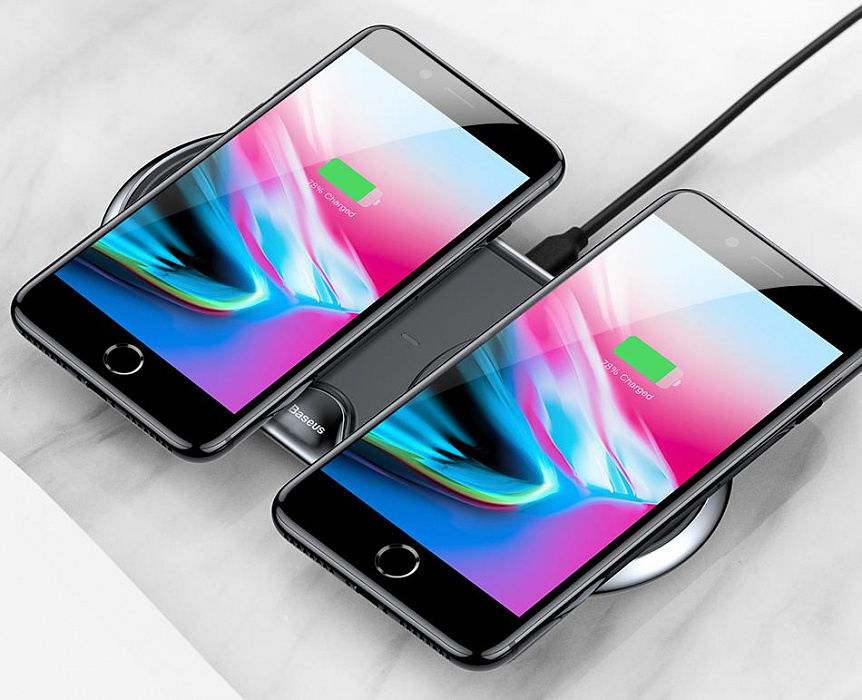 Беспроводное зарядное устройство Baseus Dual Wireless Charger (WXXHJ-A01) на два устройства (Black) купить в интернет-магазине icover