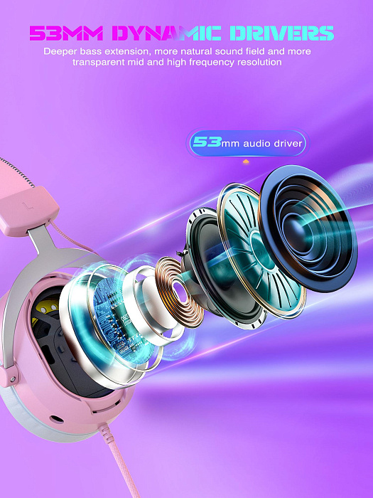Игровые наушники Fifine H13 Gaming Headsets (Pink) купить в интернет-магазине icover