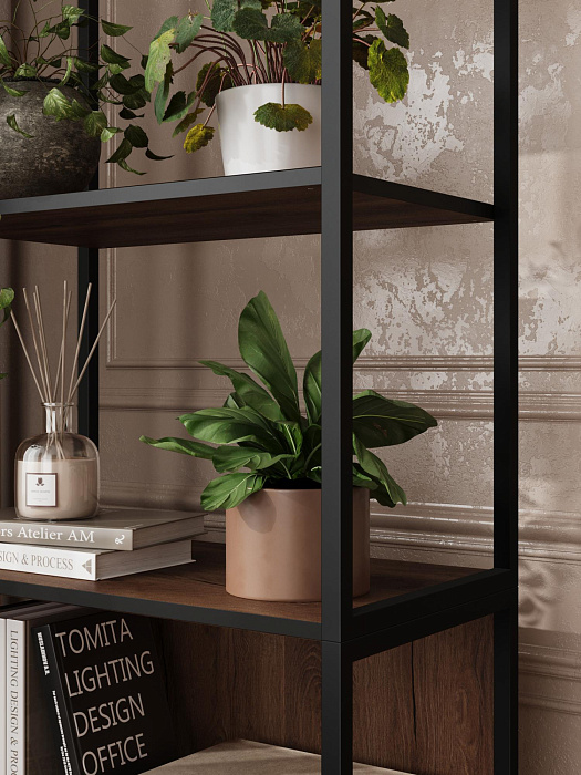 Стеллаж лофт RIDBERG DENVER модуль 3 (Dark Oak/Black) купить в интернет-магазине icover