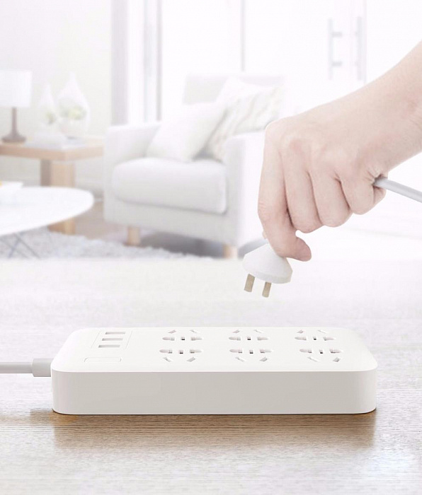 Удлинитель Xiaomi Mijia Smart Power Platooninsert 2А с 3 USB-портами  (White) купить в интернет-магазине icover