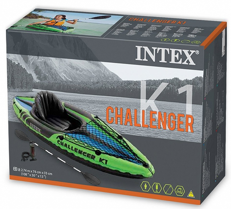 Intex Challenger K1 Kayak (с68305) - надувная байдарка (Green/Black) купить в интернет-магазине icover
