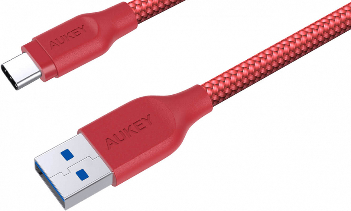 Кабель Aukey Braided Nylon (CB-AC2) USB-C to USB-A 3.1 (Red) купить в интернет-магазине icover