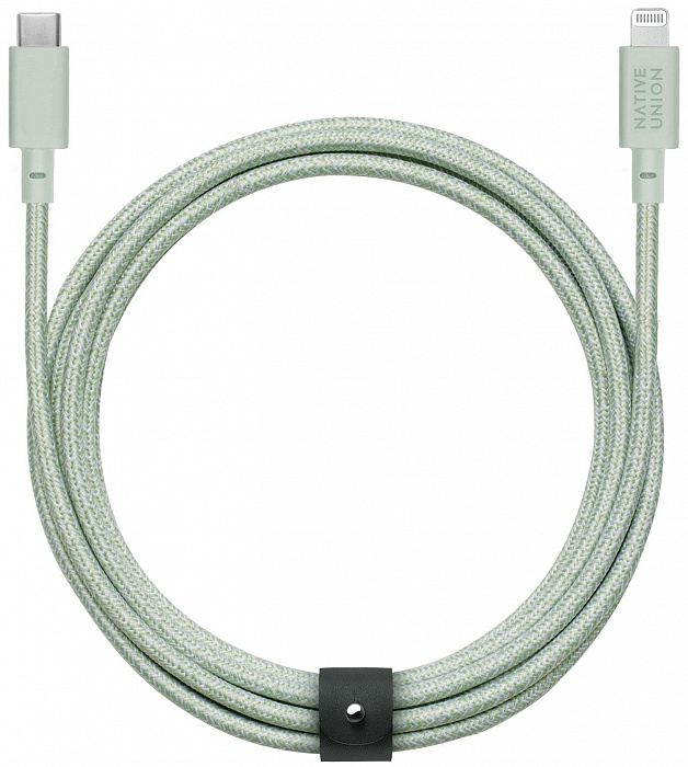 Кабель Native Union Belt (BELT-CL-GRN-3-NP) USB-C to Lightning 3m (Light Green) купить в интернет-магазине icover