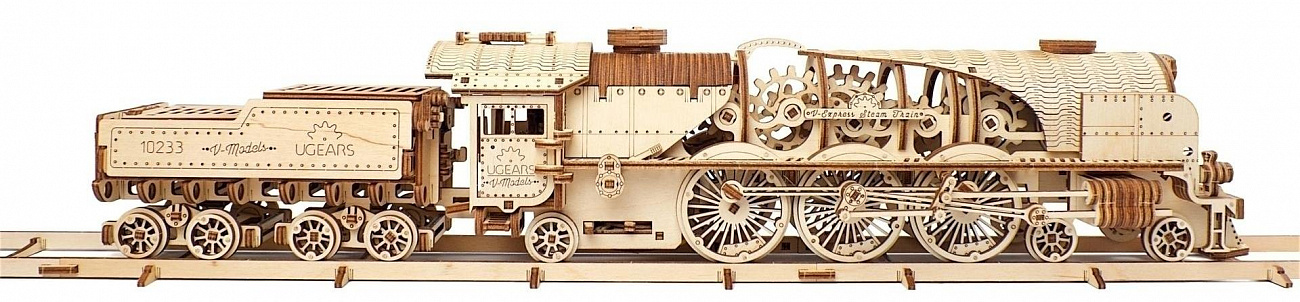 Сборная модель UGEARS Локомотив c тендером V-Экспресс (70058) купить в интернет-магазине icover
