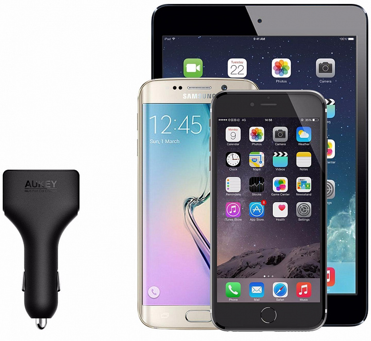 Автомобильное зарядное устройство Aukey Car Charger CC-01 (Black) купить в интернет-магазине icover