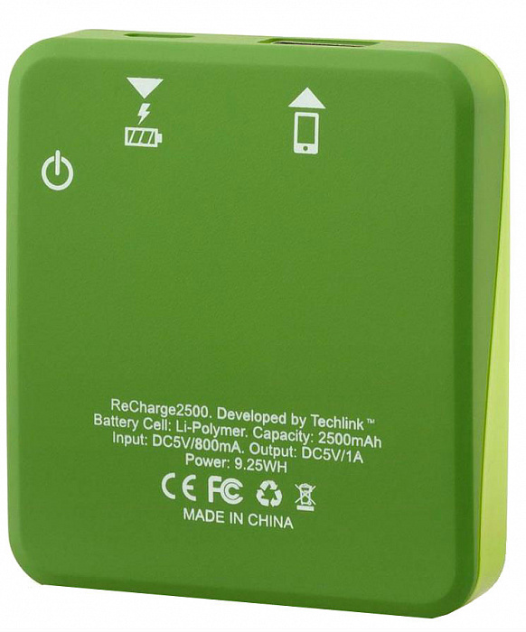 Techlink Recharge 2500 mAh - внешний аккумулятор (Green) купить в интернет-магазине icover