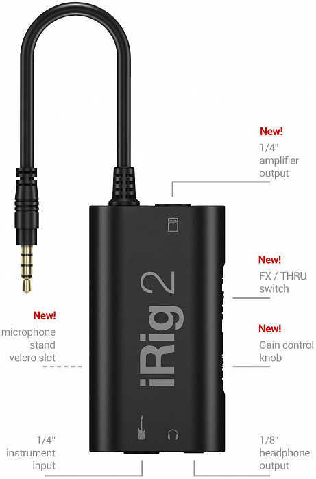 Аудиоинтерфейс для гитары IK Multimedia iRig 2 IP-IRIG2-PLG-IN (Black) купить в интернет-магазине icover