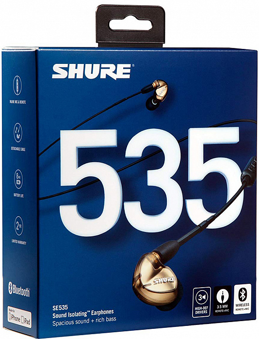 Bluetooth-наушники с микрофоном Shure SE535-V+BT1 (Bronze) купить в интернет-магазине icover