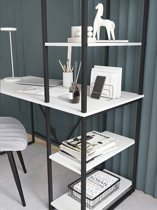 Стол-стеллаж лофт RIDBERG MEMPHIS NEW (White/Black) купить в интернет-магазине icover