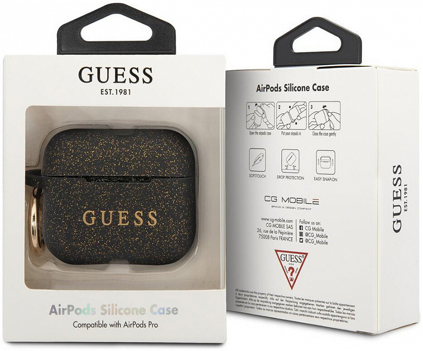 Чехол Guess CG Mobile (GUACAPSILGLBK) для AirPods Pro (Black) купить в интернет-магазине icover