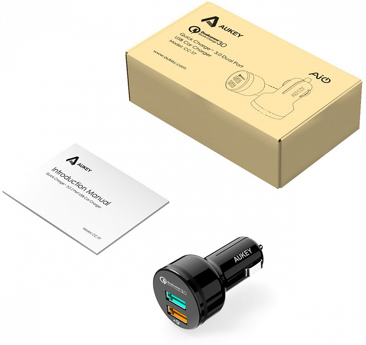 Автомобильная зарядка Aukey CC-T7 (Black) купить в интернет-магазине icover