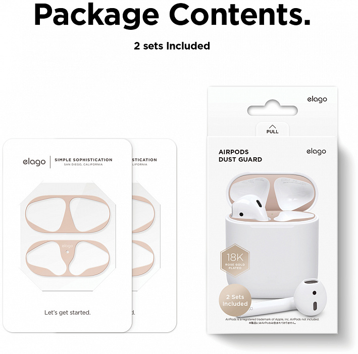 Защитная пластина Elago Dust Guard (EAP-GUARD-MRG-2S) для наушников Apple AirPods (Matt Rose Gold) купить в интернет-магазине icover