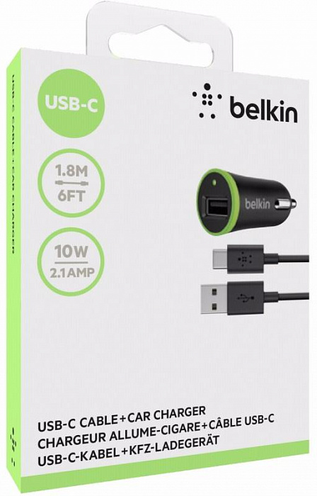 Автомобильное зарядное устройство Belkin Cable with Universal Car Charger USB-C to USB-A F7U002bt06-BLK (Black) купить в интернет-магазине icover