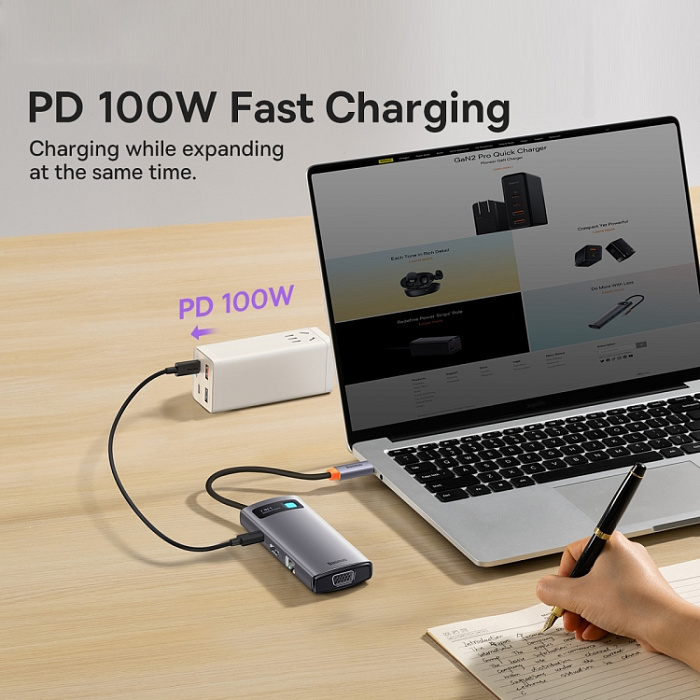 Хаб Baseus Metal Gleam (WKWG040013) 7-in-1 Multifunctional Type-C HUB Docking Station (Gray) купить в интернет-магазине icover