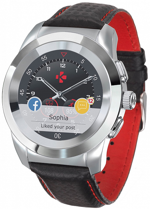 Смарт-часы MyKronoz ZeTime Original Regular (Silver/Black Carbon Red Stitching) купить в интернет-магазине icover