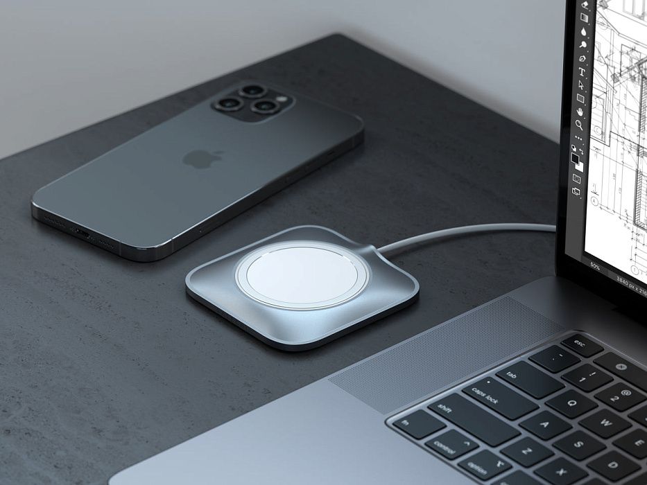 Держатель Satechi Aluminum Dock Enclosure (ST-AMCCM) для зарядного устройства Magsafe (Space Grey) купить в интернет-магазине icover