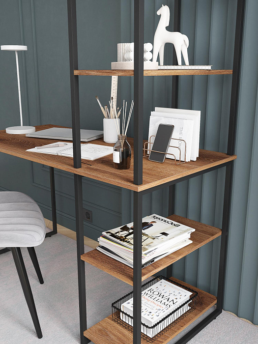 Стол-стеллаж лофт RIDBERG MEMPHIS (Dark Oak/Black) купить в интернет-магазине icover