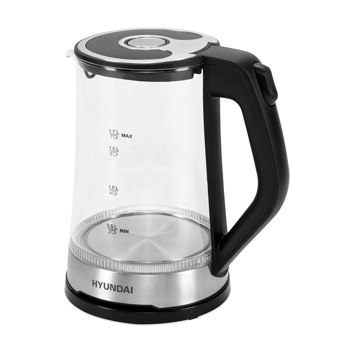 Чайник электрический Hyundai HYK-G3401 1.7 л 2200 Вт (Black/Silver) купить в интернет-магазине icover