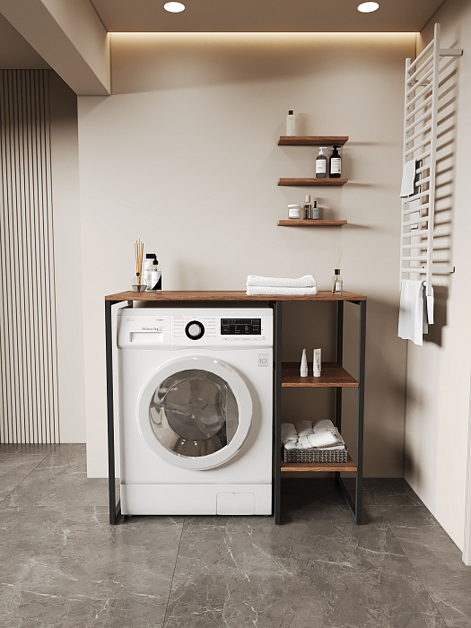 Стеллаж для стиральной машины RIDBERG COLORADO (Dark Oak/Black) купить в интернет-магазине icover