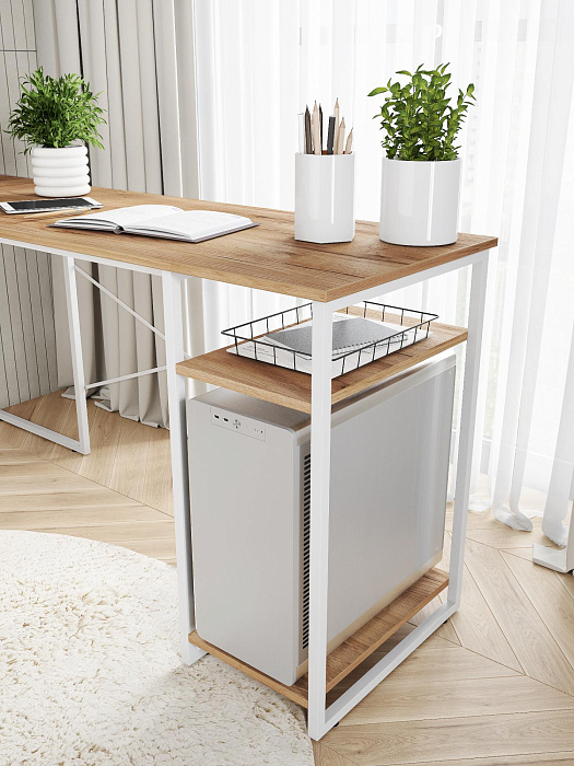 Стол компьютерный угловой лофт Ridberg ALASKA (Oak/White) купить в интернет-магазине icover