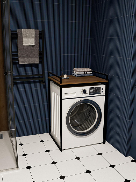 Стеллаж лофт для стиральной и сушильной машины RIDBERG CHICO (Dark Oak/Black) купить в интернет-магазине icover