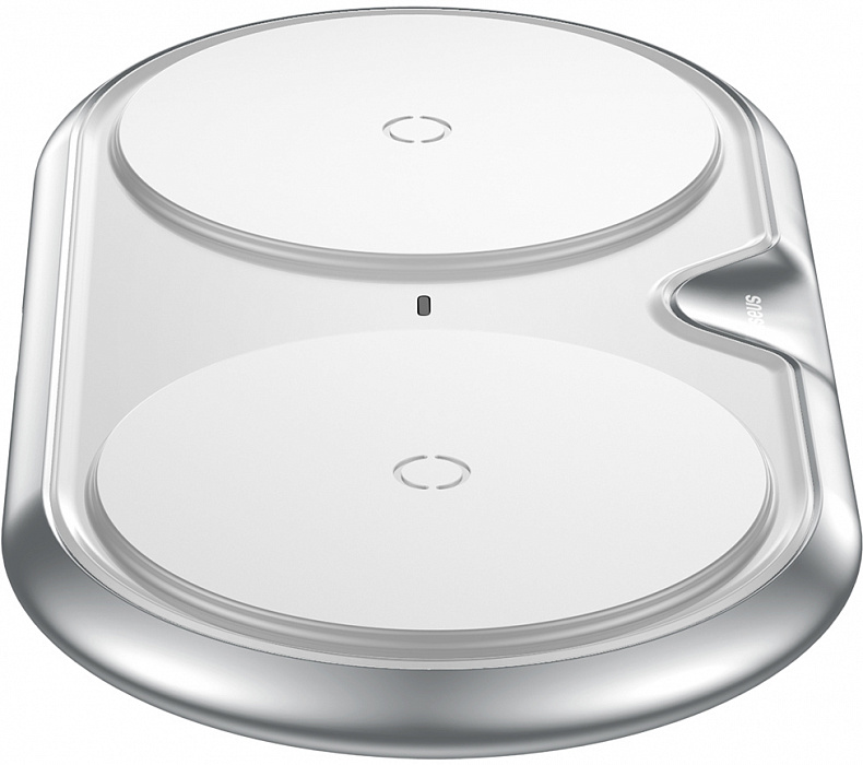Беспроводное зарядное устройство Baseus Dual Wireless Plastic Style (WXSJK-02) переходник на евровилку (White) купить в интернет-магазине icover