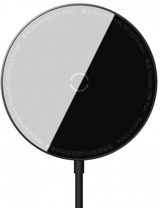 Беспроводное зарядное устройство Baseus Simple Mini Magnetic Magsafe Wireless Charger (WXJK-F01) для iPhone Series 12 (Black) купить в интернет-магазине icover