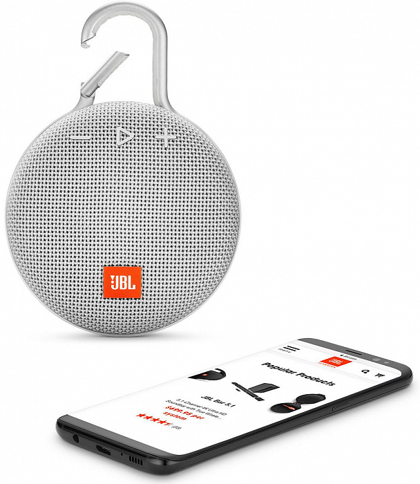 Портативная акустическая система JBL Clip 3 (White) купить в интернет-магазине icover