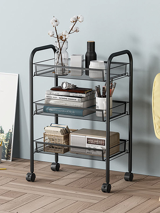 Этажерка узкая Ridberg 2.0 3-х ярусная (Black) купить в интернет-магазине icover