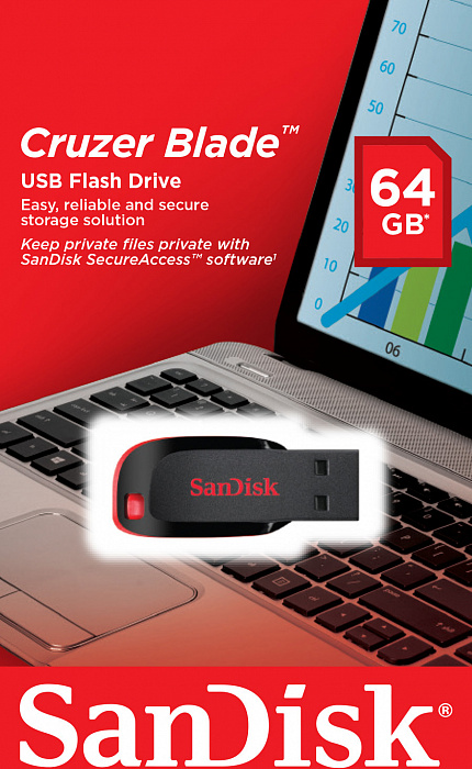 Флеш-накопитель Sandisk Cruzer Blade 64Gb SDCZ50-064G-B35 (Black) купить в интернет-магазине icover