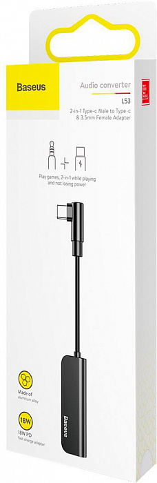 Переходник Baseus L53 USB-C/3.5mm CATL53-01 (Black) купить в интернет-магазине icover