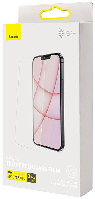 Защитное стекло Baseus 0.3mm Full-glass Super porcelain (SGBL030102) для iPhone 13/13 Pro (Transparent) купить в интернет-магазине icover