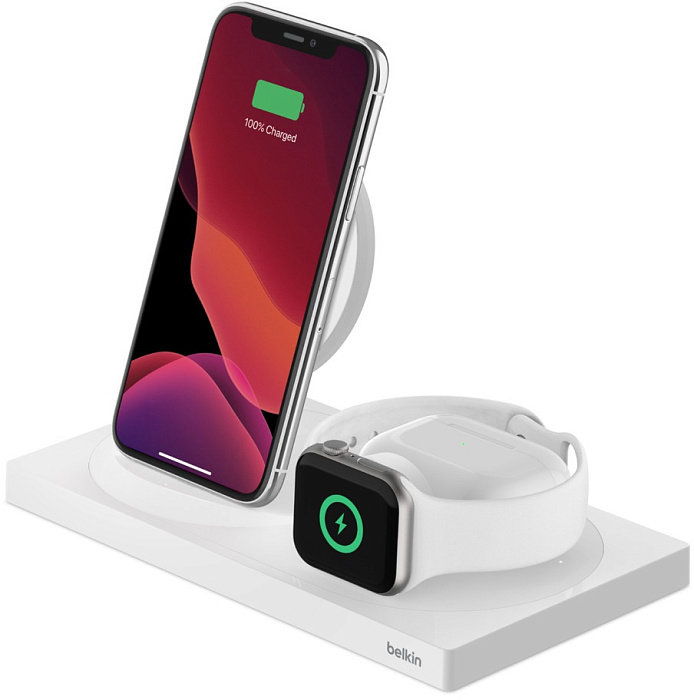 Беспроводное зарядное устройство Belkin 3-in-1 Wireless Charger Special Edition (WIZ004vfWH-APL) для iPhone, AirPods и Apple Watch (White) купить в интернет-магазине icover