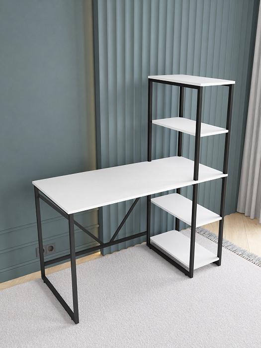 Стол-стеллаж лофт RIDBERG MEMPHIS NEW (White/Black) купить в интернет-магазине icover
