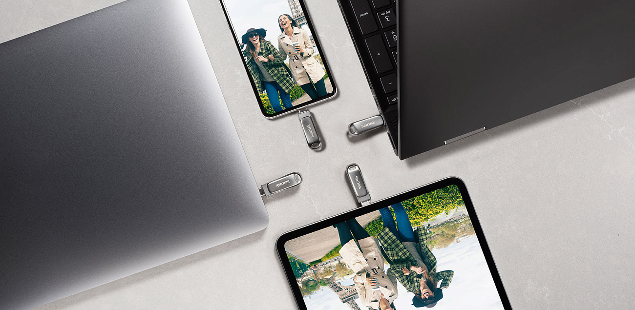 Флеш-накопитель SanDisk Ultra Dual Drive Luxe (SDDDC4-032G-G46) USB-C/A 32GB (Silver) купить в интернет-магазине icover