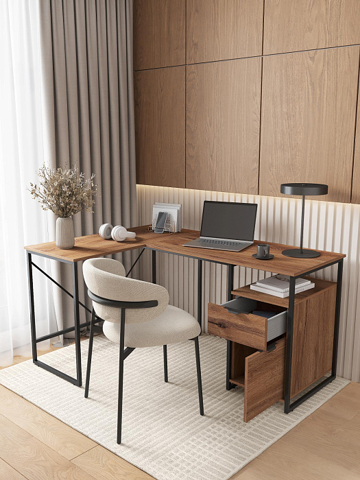 Стол письменный лофт RIDBERG NEVADA (Dark Oak/Black) купить в интернет-магазине icover